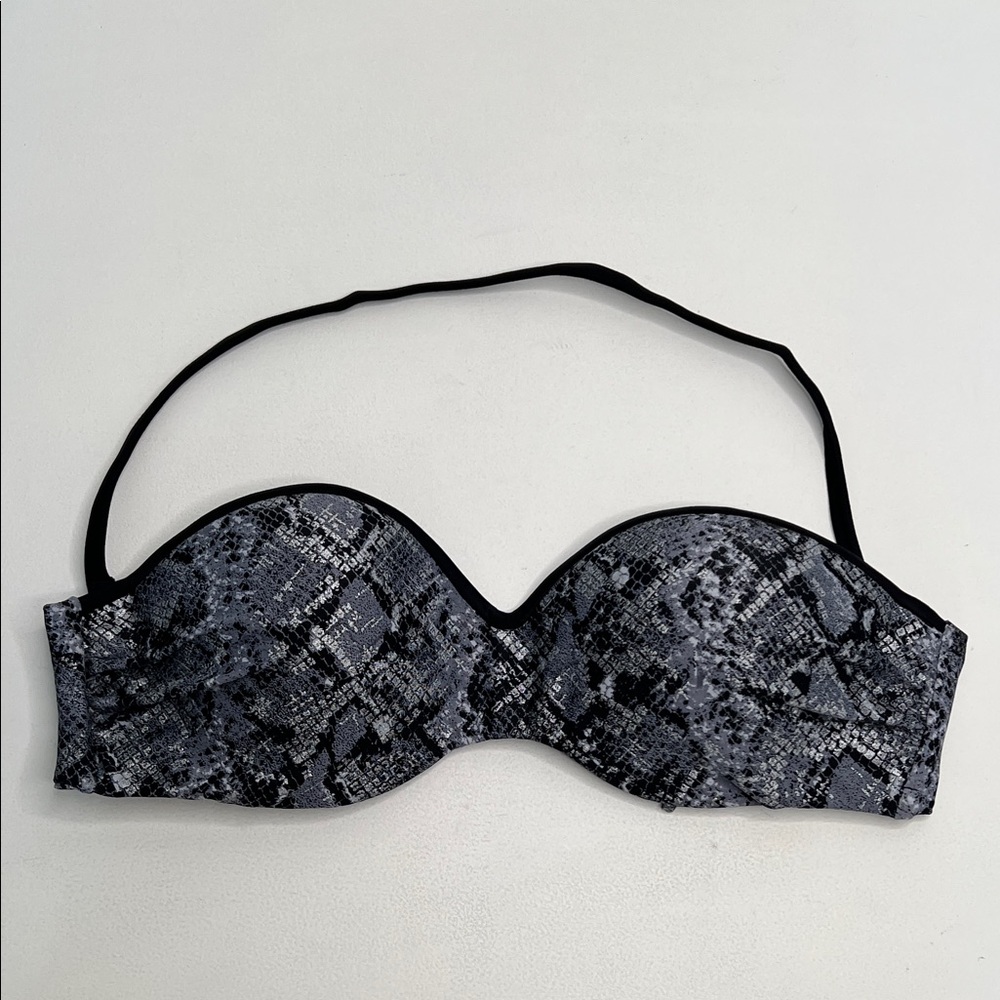 NWOT Daniela Corte snake print bikini top bandeau removable neck strap Large